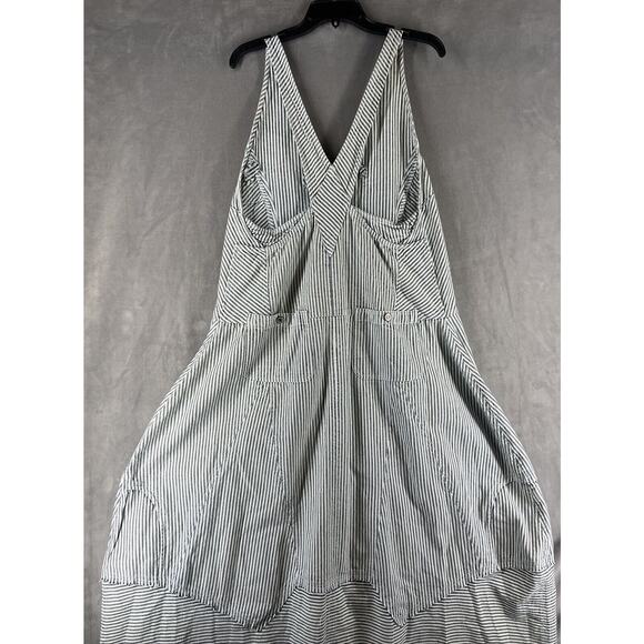 Free People Bendita Midi Dress Size Medium Stripe A-line V-neck Hickory Stripe - Picture 6 of 11